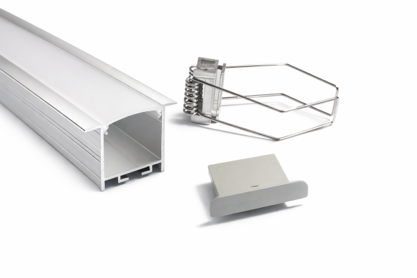 Federnder Montageclip für eine schnelle und sichere Befestigung des LED-Profils.